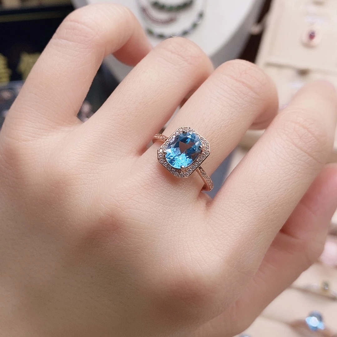 托帕石戒指银S925镶嵌戒指