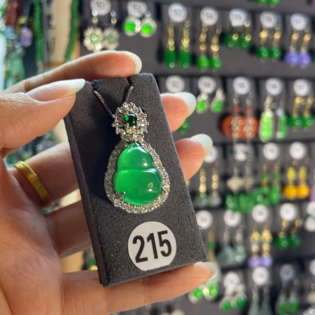 银S925镶嵌翡翠耳饰215