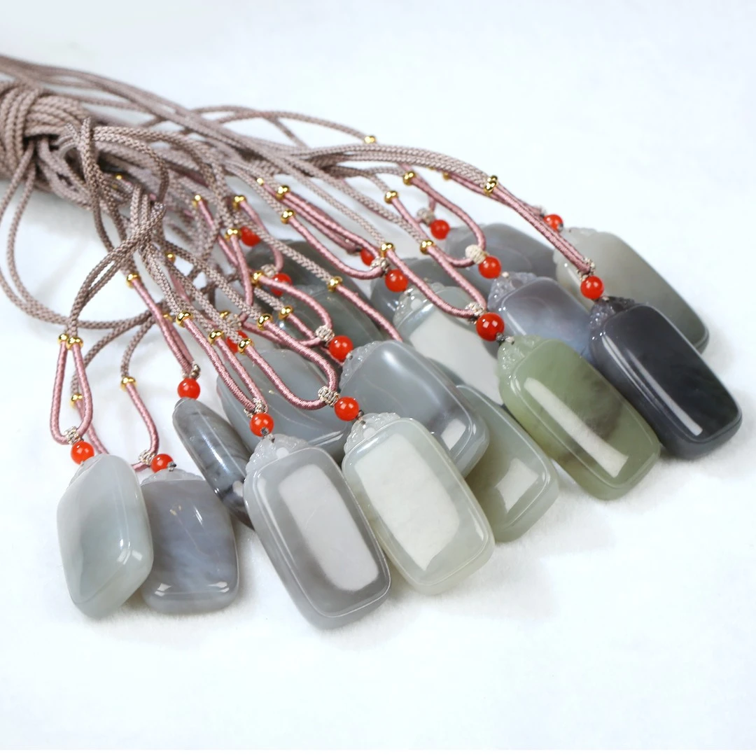 HW【麦子家族618大促】天然和田玉烟紫无事牌多样性发1 DZ267