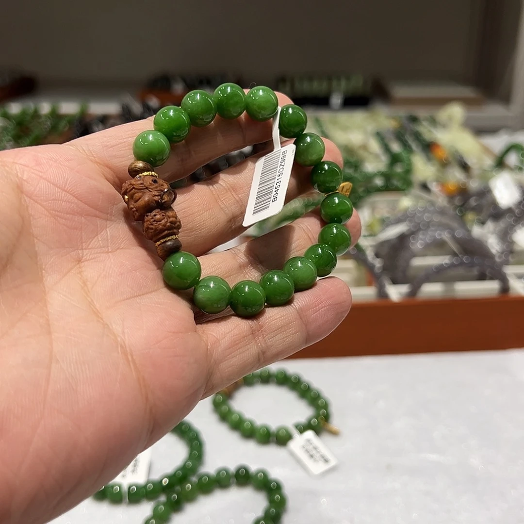 和田玉手镯未镶嵌Y*s碧玉手串B0453