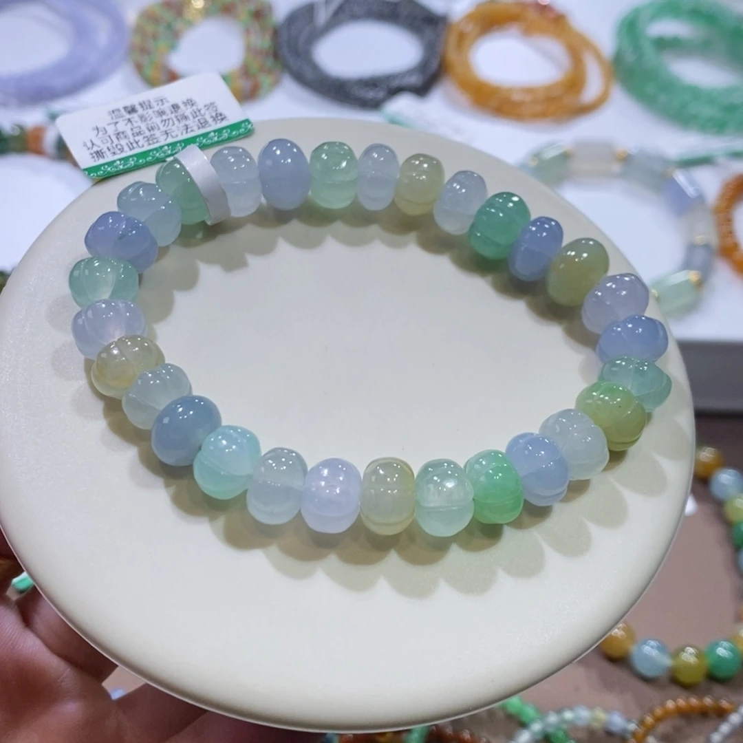 翡翠手链未镶嵌马卡龙南瓜