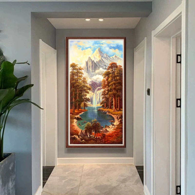 【聚宝盆】客厅玄光装饰画肌理版画入门玄光风景挂画