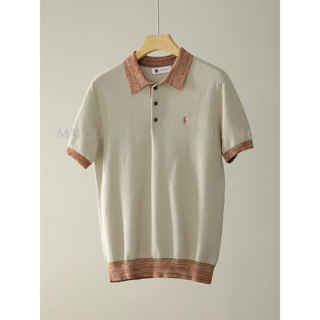 【Stan】男士夏季高定简约个性翻领短袖撞色设计刺绣半袖POLO衫