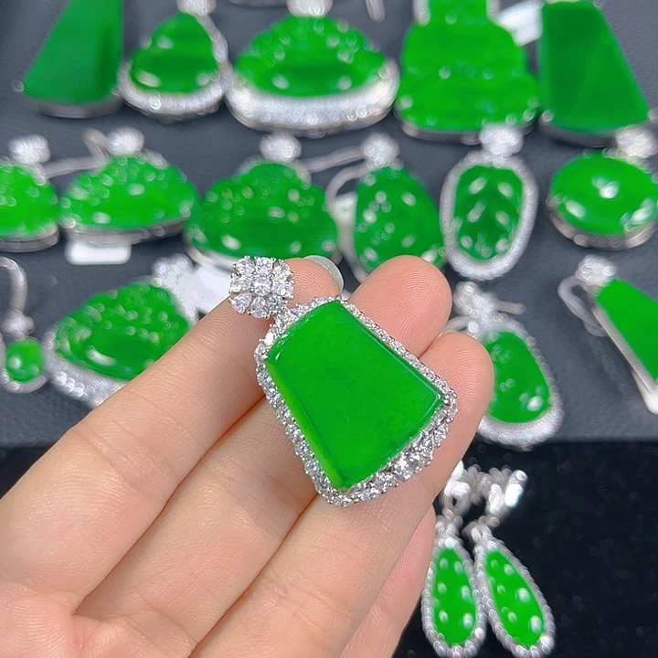 翡翠银S925镶嵌吊坠(不含链)