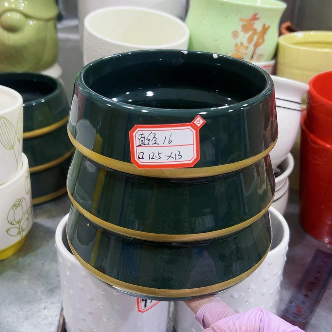 有孔外贸尾单陶瓷花盆凑单10米包邮