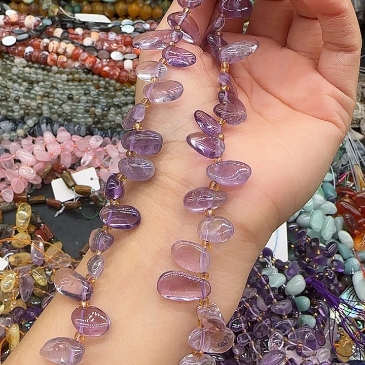 玛瑙/玉髓合金珠宝半成品紫水晶卡子一条10-12mm