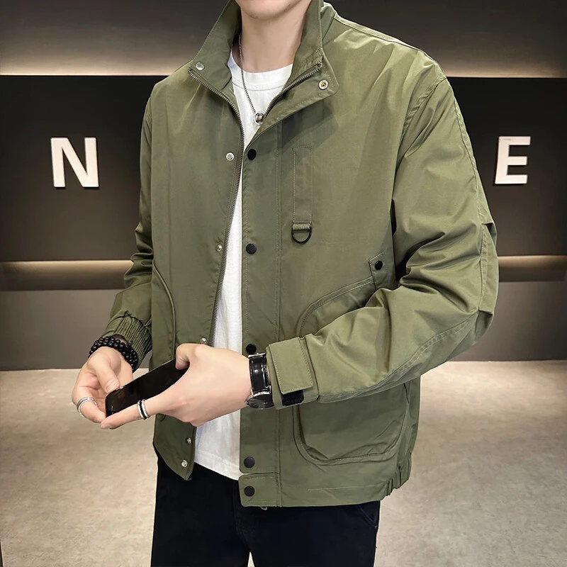 春秋季新款男士立领工装夹克韩版休闲百搭修身男装帅气外套潮