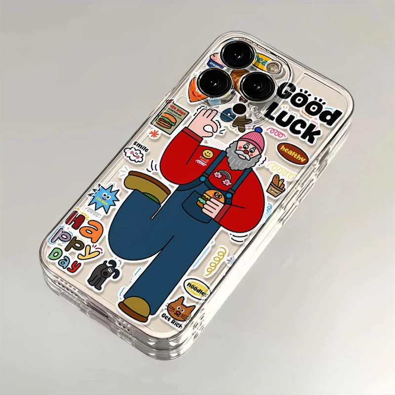 趣味涂鸦男孩适用iPhone16小米15华为苹果14promax手机壳软12太空