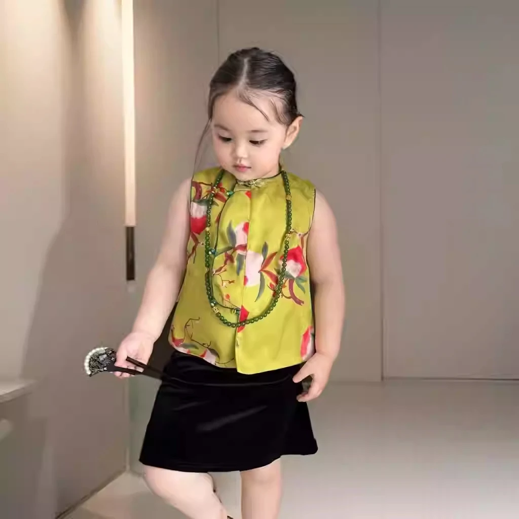 高端原创原创女童马甲2025秋季新款国风坎肩东方古韵坎肩背心上衣