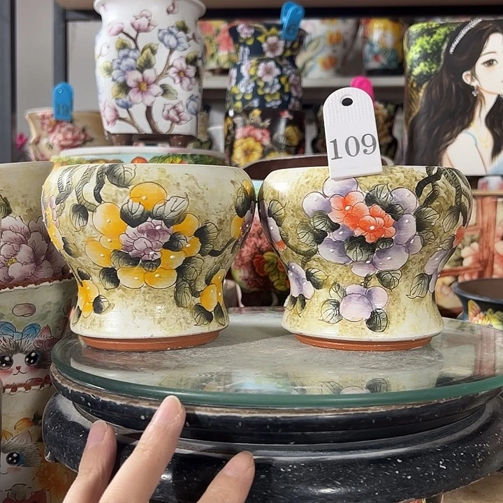 景德镇手绘花盆满38包邮