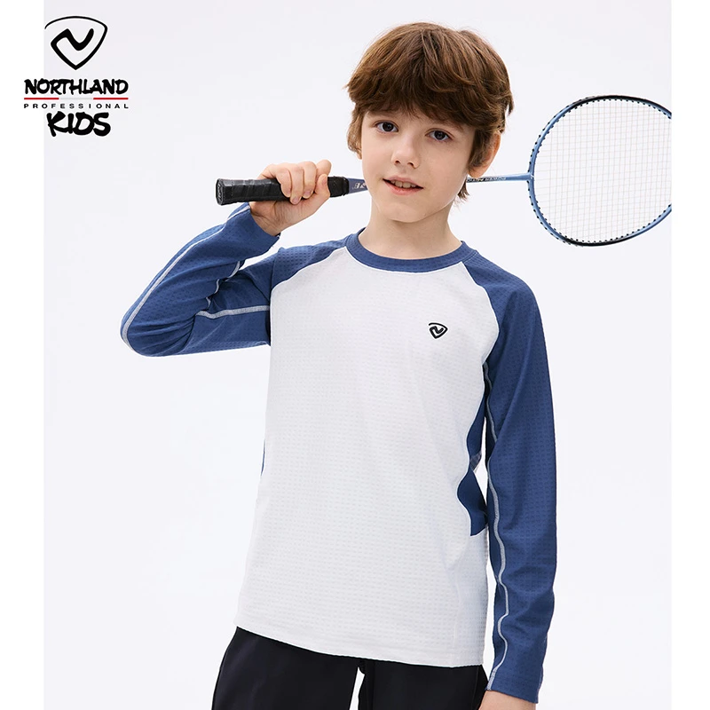 诺诗兰童装速干T恤2025新款吸湿透气长袖户外运动训练服CO145145