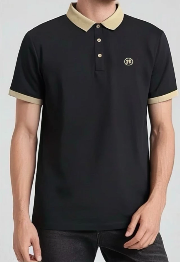 夏季男士短袖polo衫撞色拼接合身版N字母刺绣翻领透气短袖T恤简约