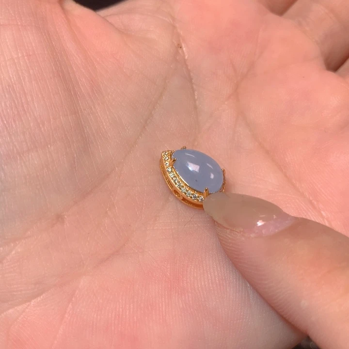 桃***橙银S925镶嵌翡翠耳饰提溜