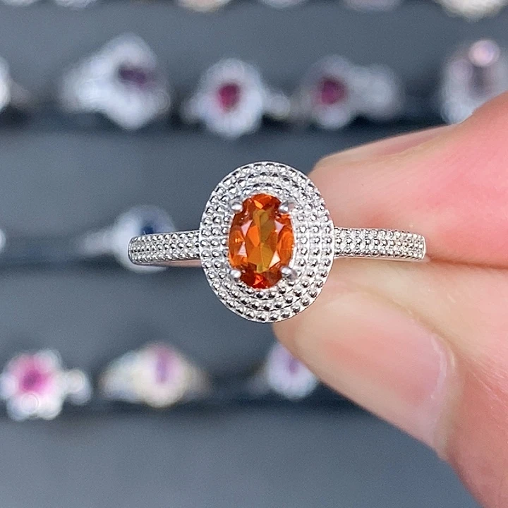 黄晶戒指银S925镶嵌戒指