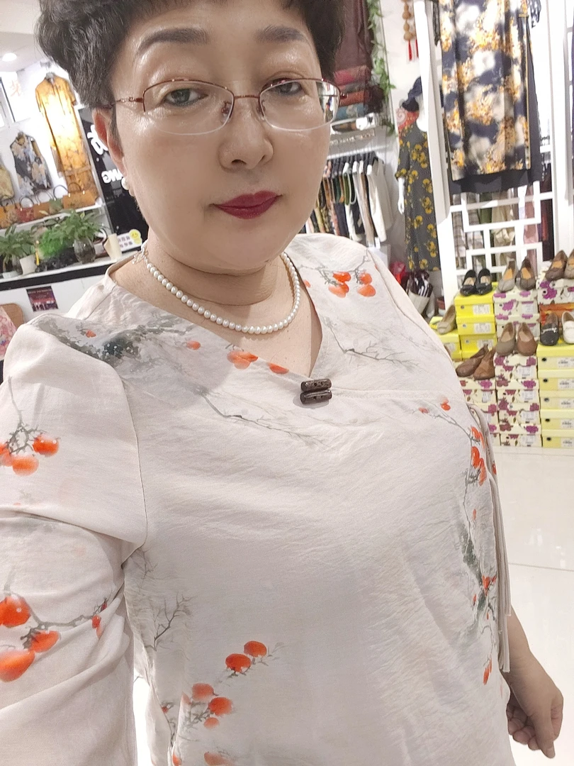 女士v领丝麻上衣3810