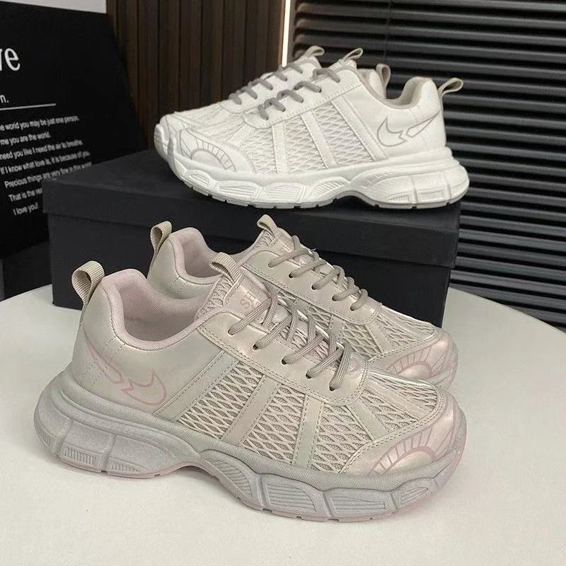 轻梓卡皮巴拉圆头透气老爹鞋女2025夏季新款女厚底百搭休闲女鞋潮