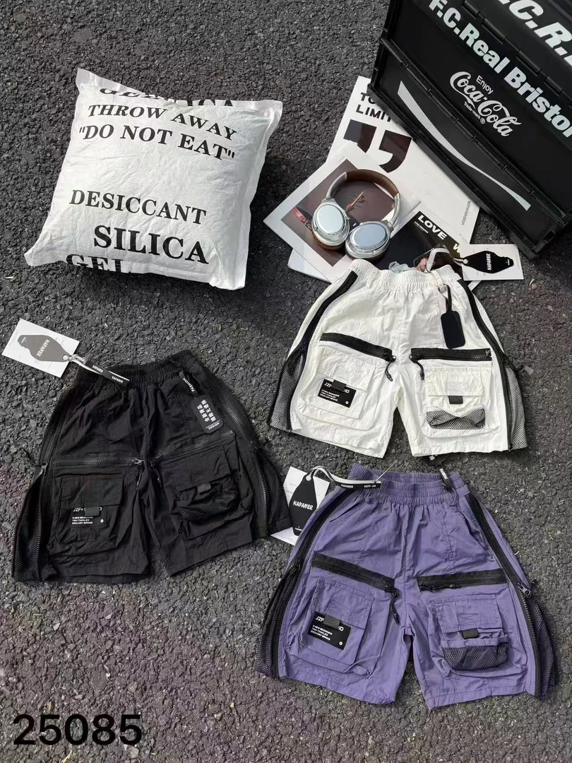 潮童夏季薄款前后口袋工装短男童裤25085时尚百搭潮流个性儿童