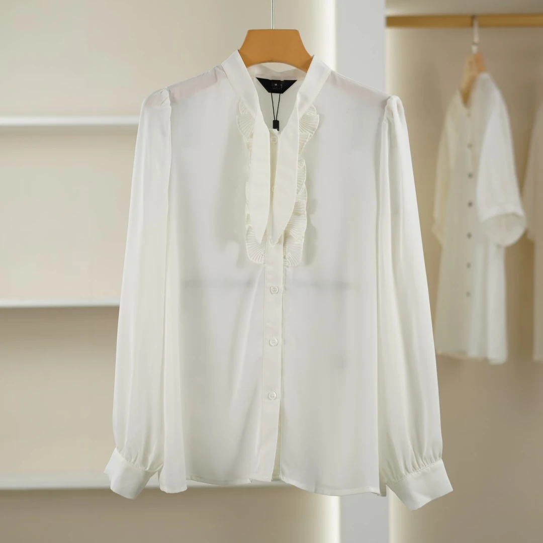 麦迪尚品【白LY】50407305飘带长袖衬衫春季女装商场同款 D4组