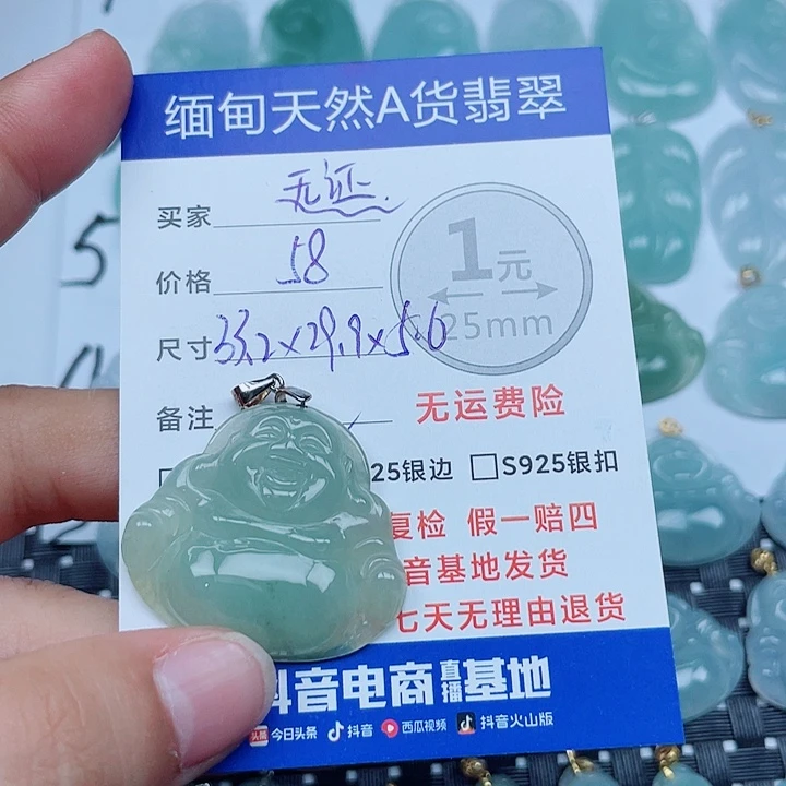 吊坠(不含链)银S925镶嵌翡翠缅甸a货翡翠