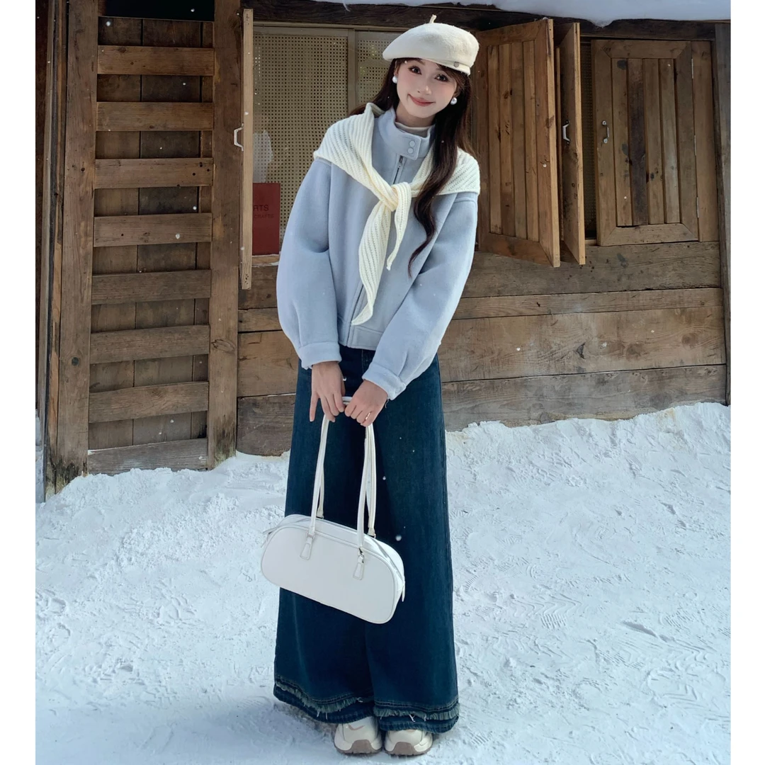 慕兔法式小清新带披肩长袖短外套女2025秋季新款宽松百搭显瘦上衣