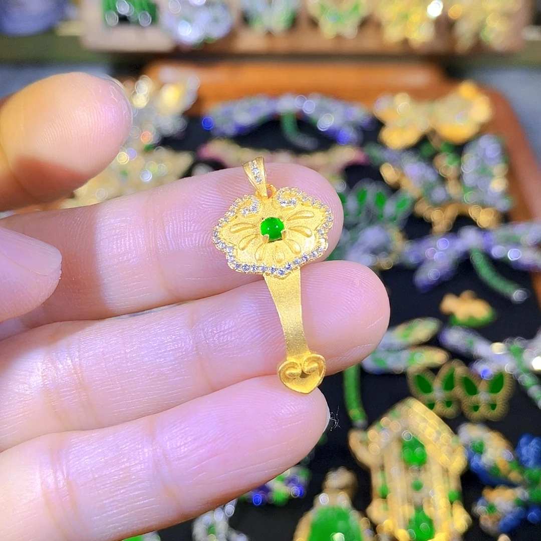 颈饰银S925镶嵌翡翠