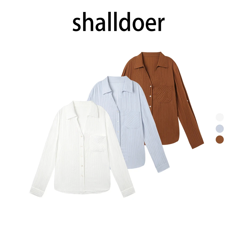 港风复古翻领条纹长袖衬衫外套女2025春秋季衬衣休闲宽松显瘦上衣