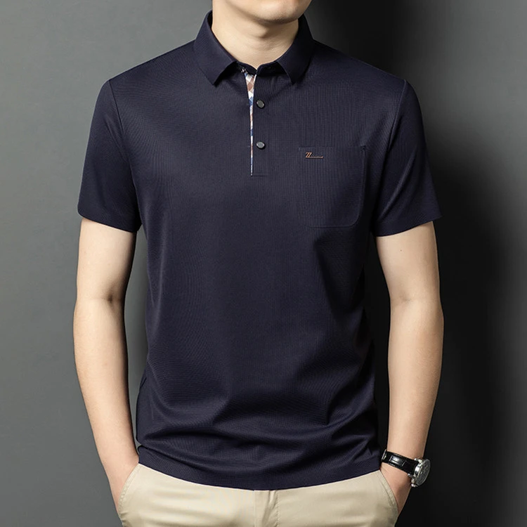 卓雅总裁男士Polo衫男装2025年夏季纯色凉感顺滑西装裤男翻领高档