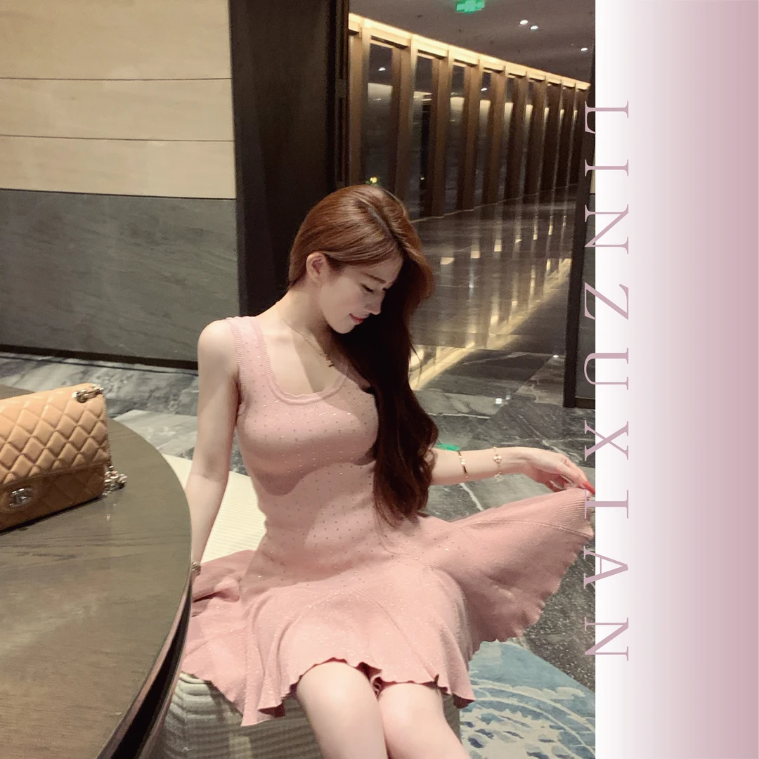 【ZUXIAN】星河烫钻 ZUXIAN定制_ 针织宽松斜肩上衣