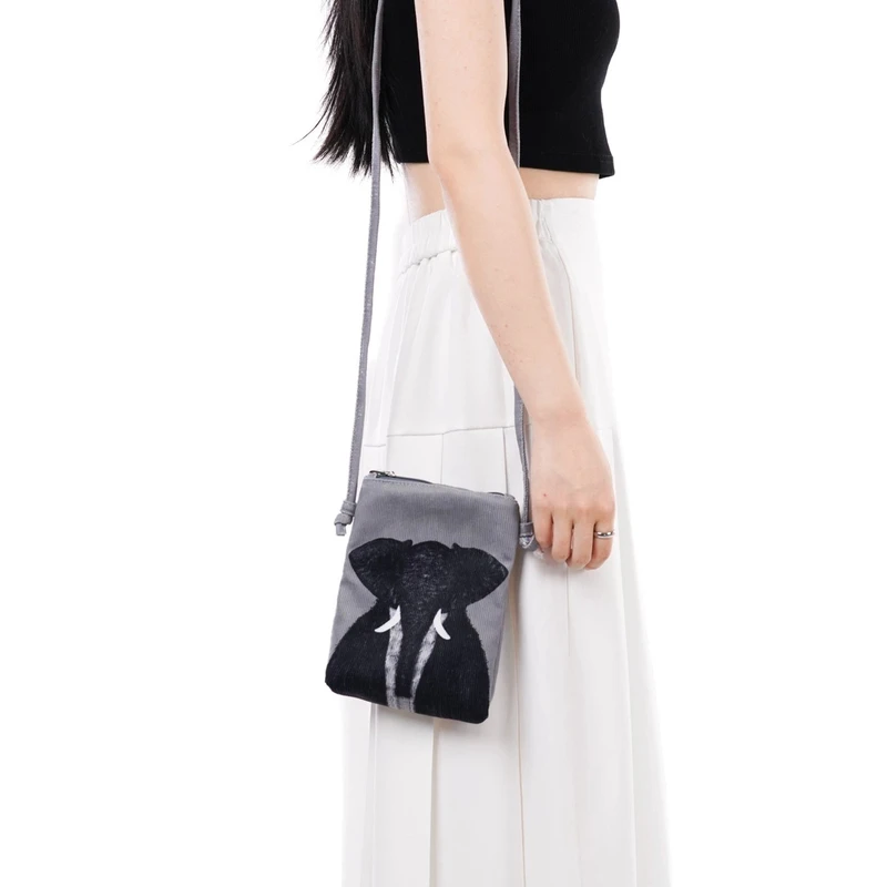 无则艺【长绳手机包】大象可爱卡通时尚休闲单肩文艺单肩小包包竖款