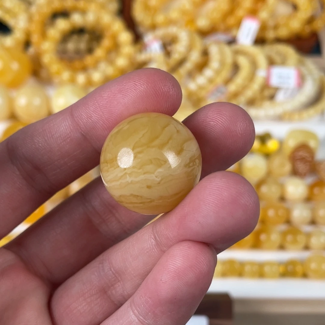 蜜蜡裸石未镶嵌单珠直径24+