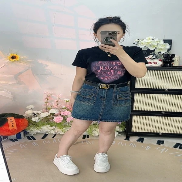 【梅梅专属】牛仔工装半身裙女夏季高腰显瘦牛仔短裙包臀a字短裙子