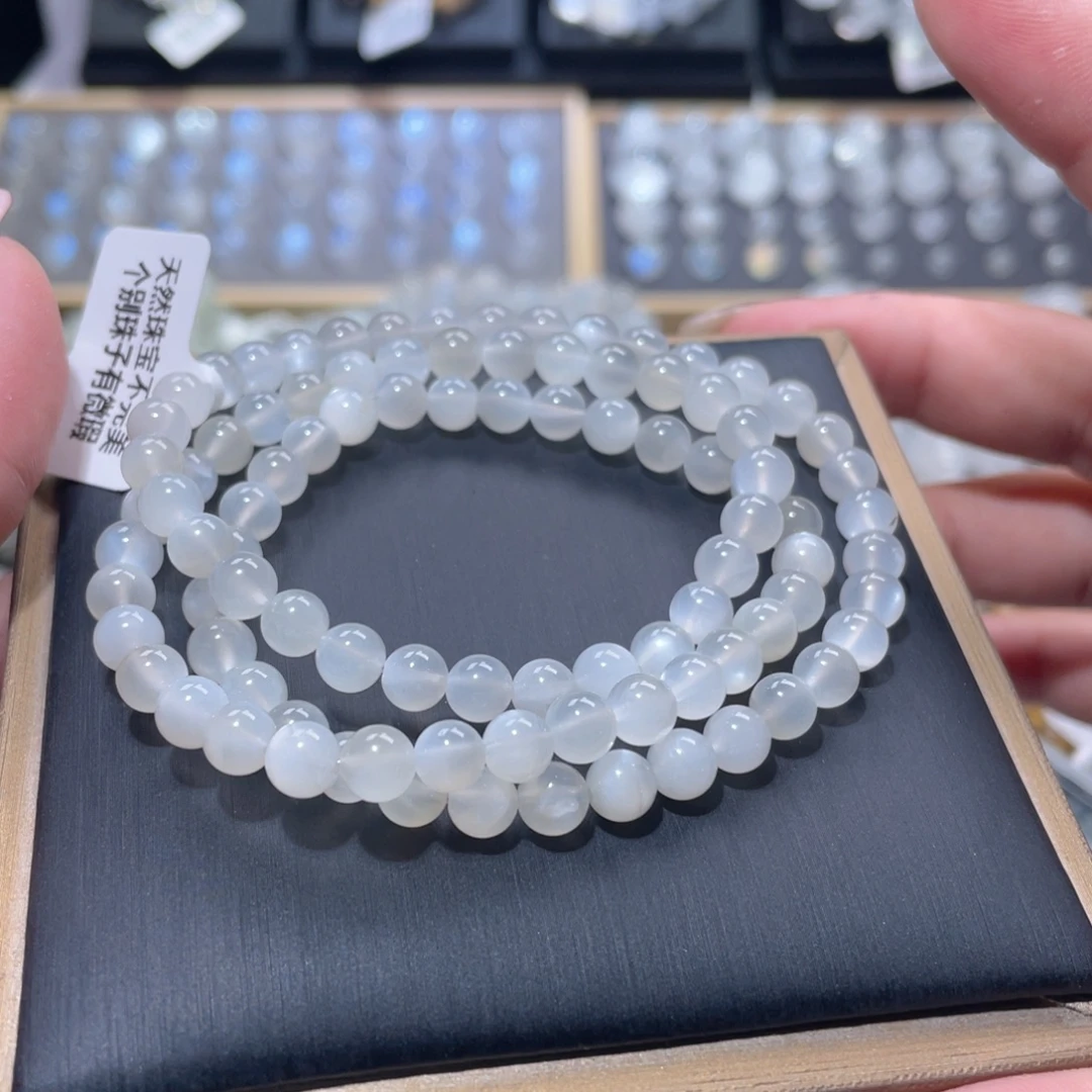 未镶嵌手链长石白月光手链多圈6mm