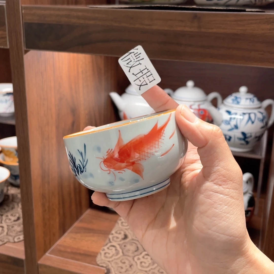 釉下手绘茶具微瑕