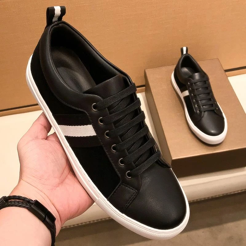 欧洲站男鞋潮牌磨砂皮滑板鞋男春季韩版织带百搭男士休闲鞋黑白色