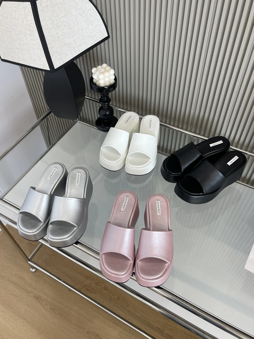 【茶茶】2025时尚一字带凉拖女外穿夏季新款厚底增高松糕鞋拖鞋女