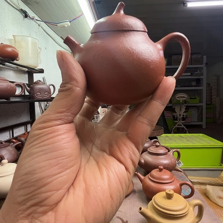 紫砂茶壶宜兴原矿红降坡茄瓜160cc紫砂壶
