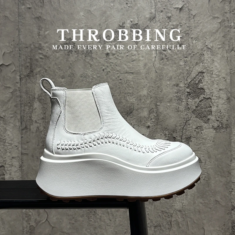 欧洲站2025秋季新款马丁靴女时尚休闲短靴松糕底厚底增高切尔西靴