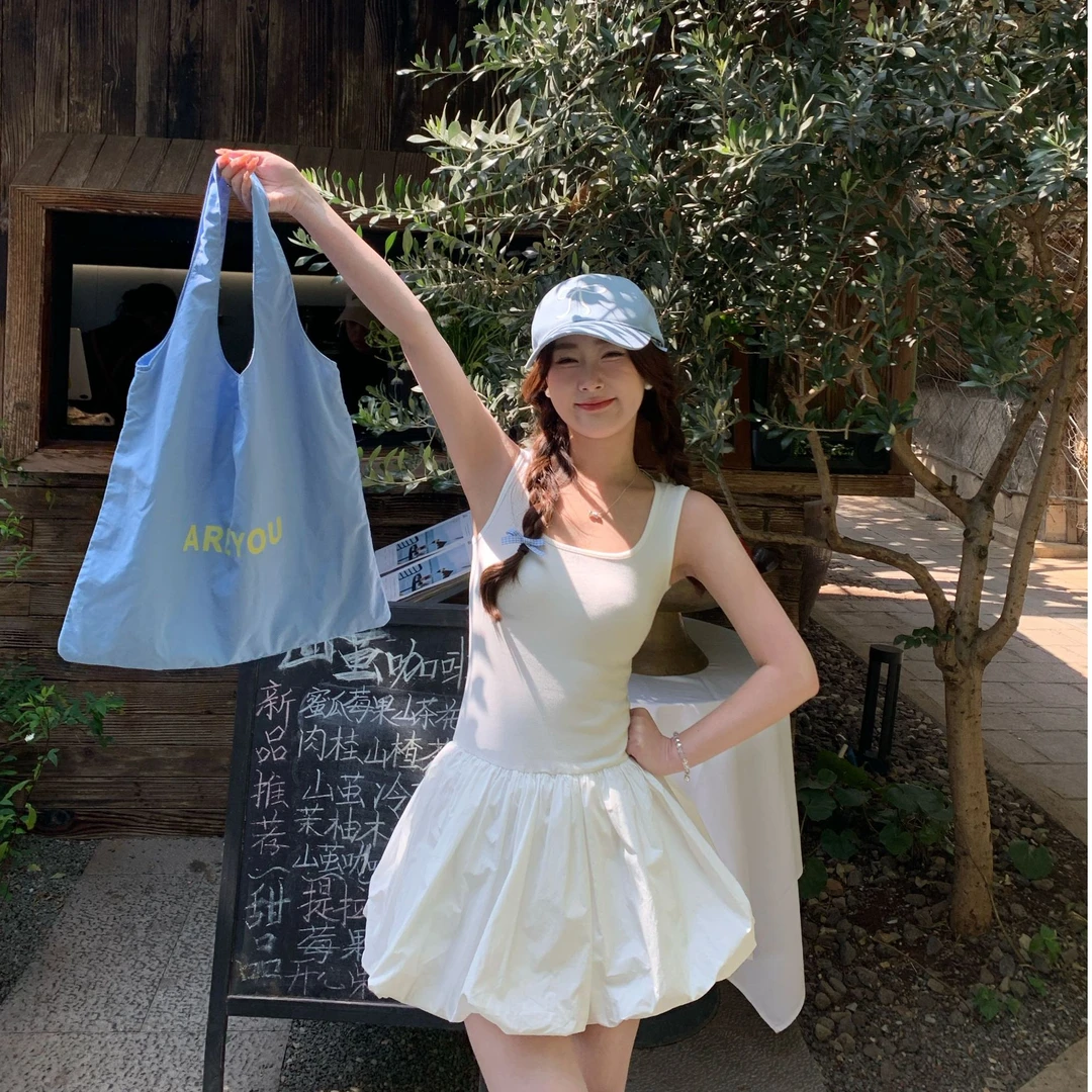 花苞裙女夏季2025年新款收腰显瘦设计感可爱短裙背心裙子QZ629