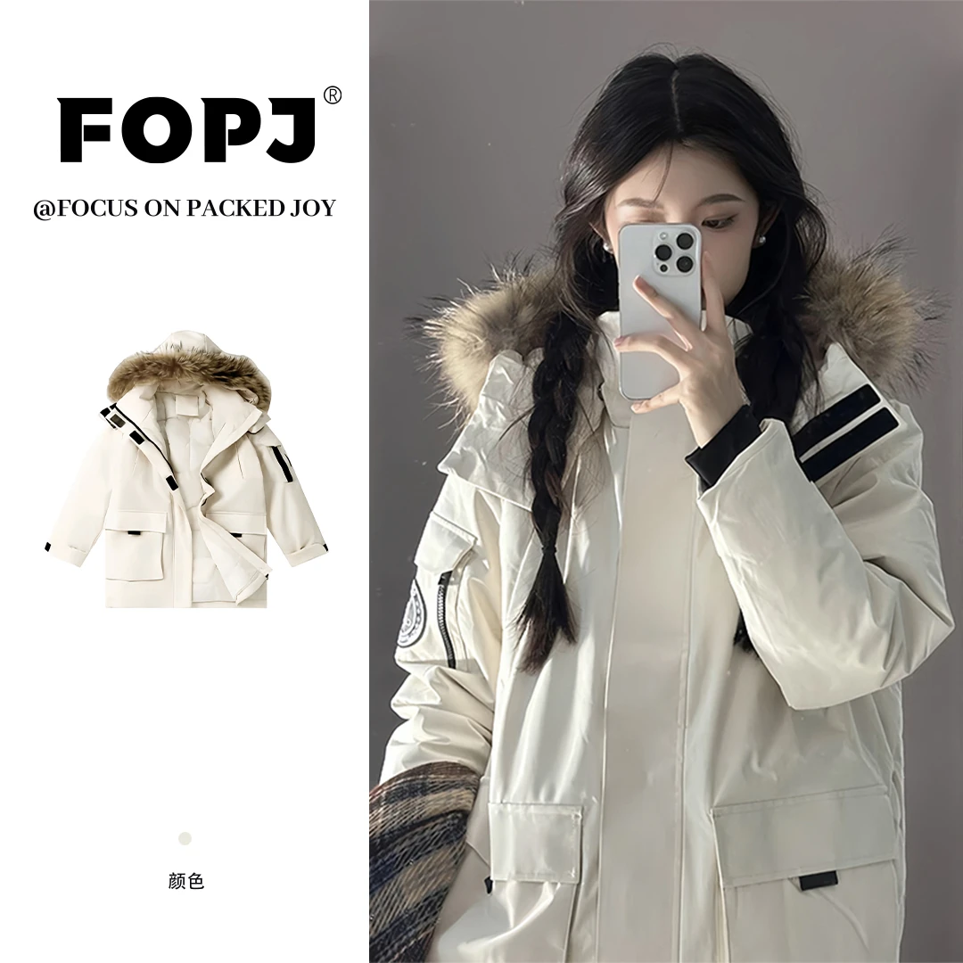 FOPJ美式学院风大毛领棉服女冬季新款宽松派克服加厚保暖防风外套