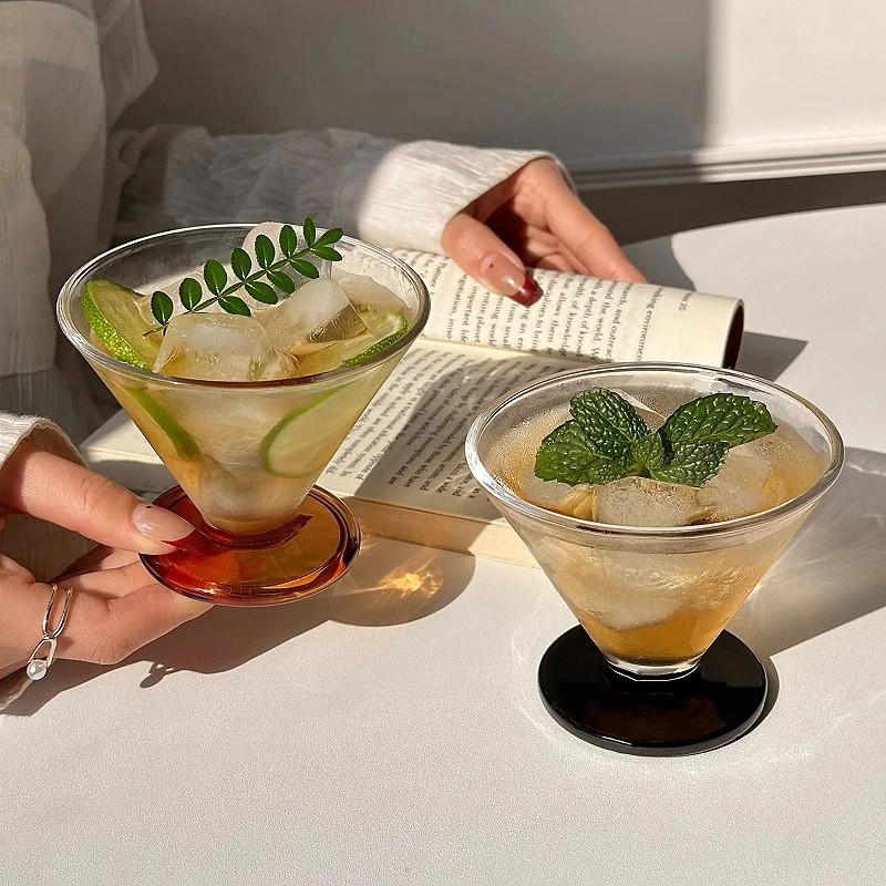 高颜值小众设计冰美式咖啡杯玻璃杯法式中古香槟杯高级冰淇淋杯子