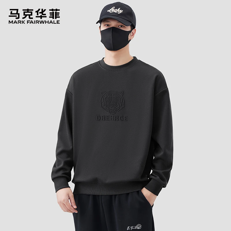 MARK FAIRWHALE/马克华菲潮牌虎头圆领卫衣男春秋款百搭长袖上衣