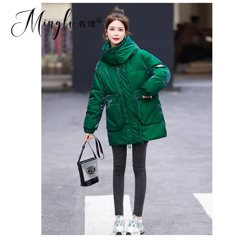 名缕女装羽绒服女中长款2025冬季新款轻奢宽松加厚保暖面包服外套