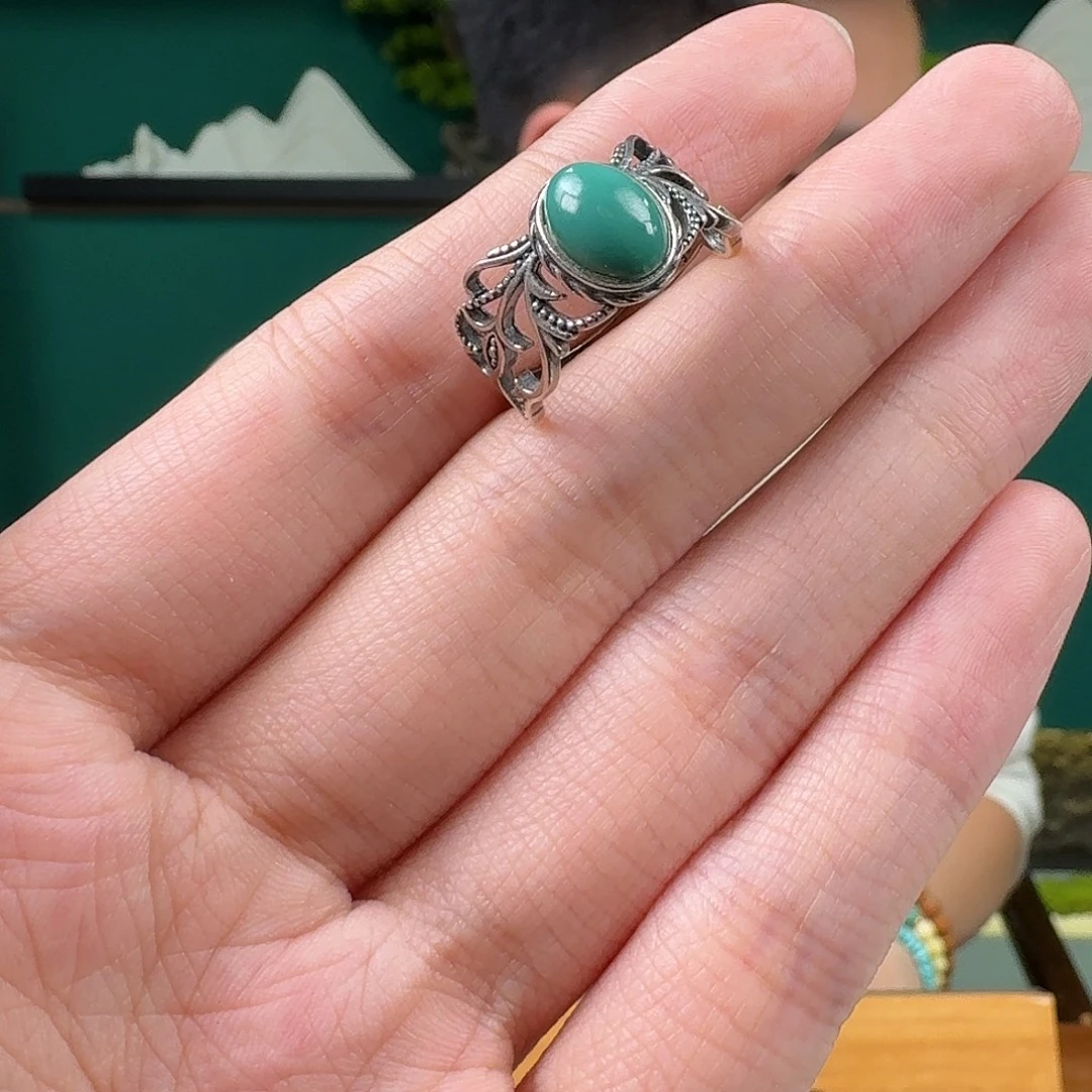 绿松石银S925镶嵌珠宝奇石34