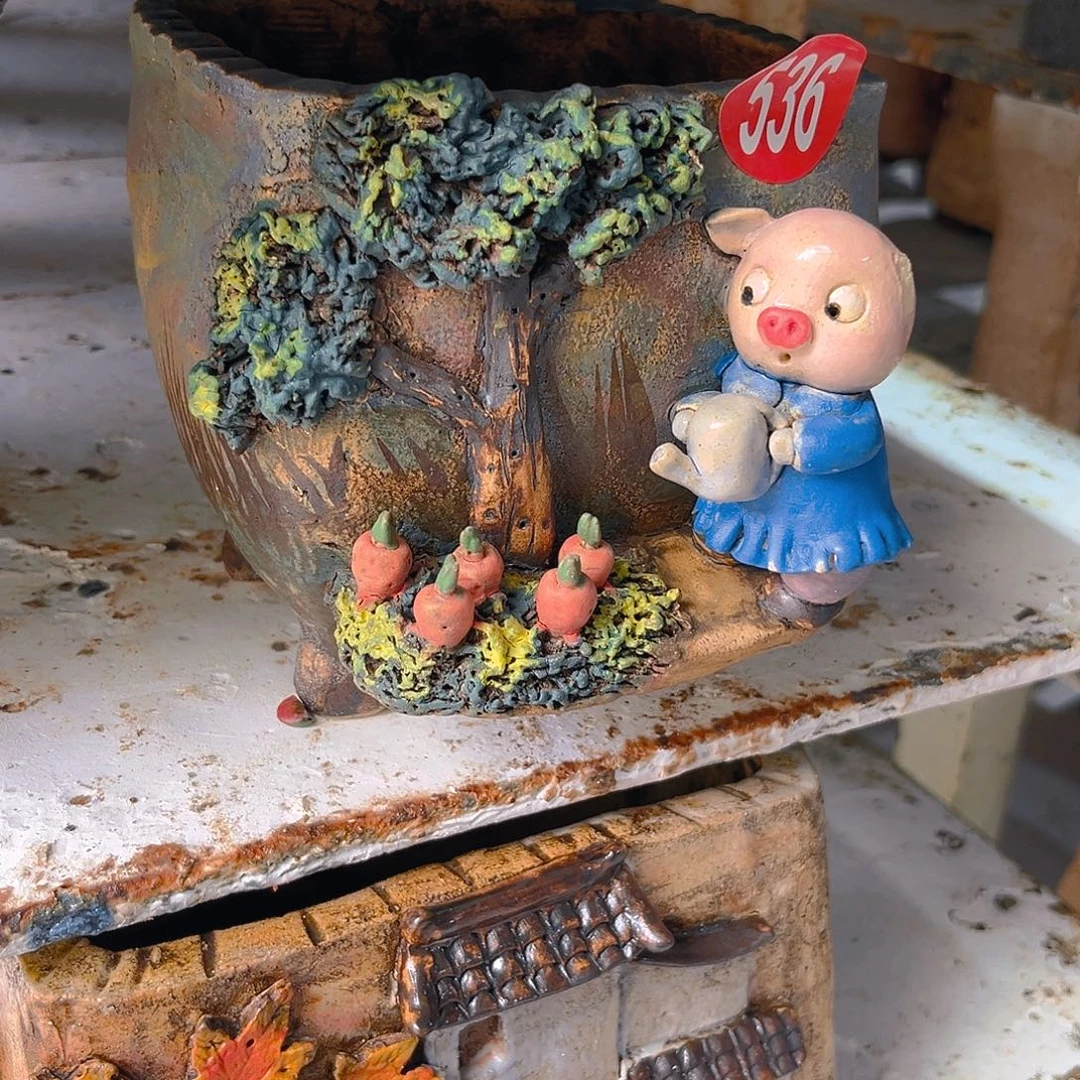 微瑕536 号手工花盆陶然花器