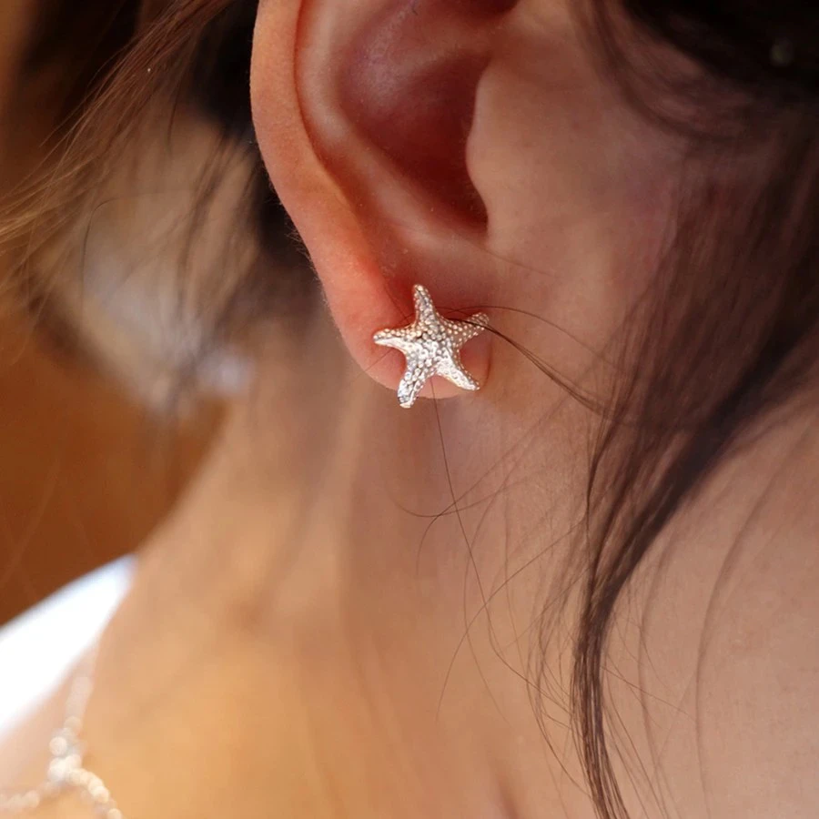 925银耳饰 韩国ins海星纯银耳钉