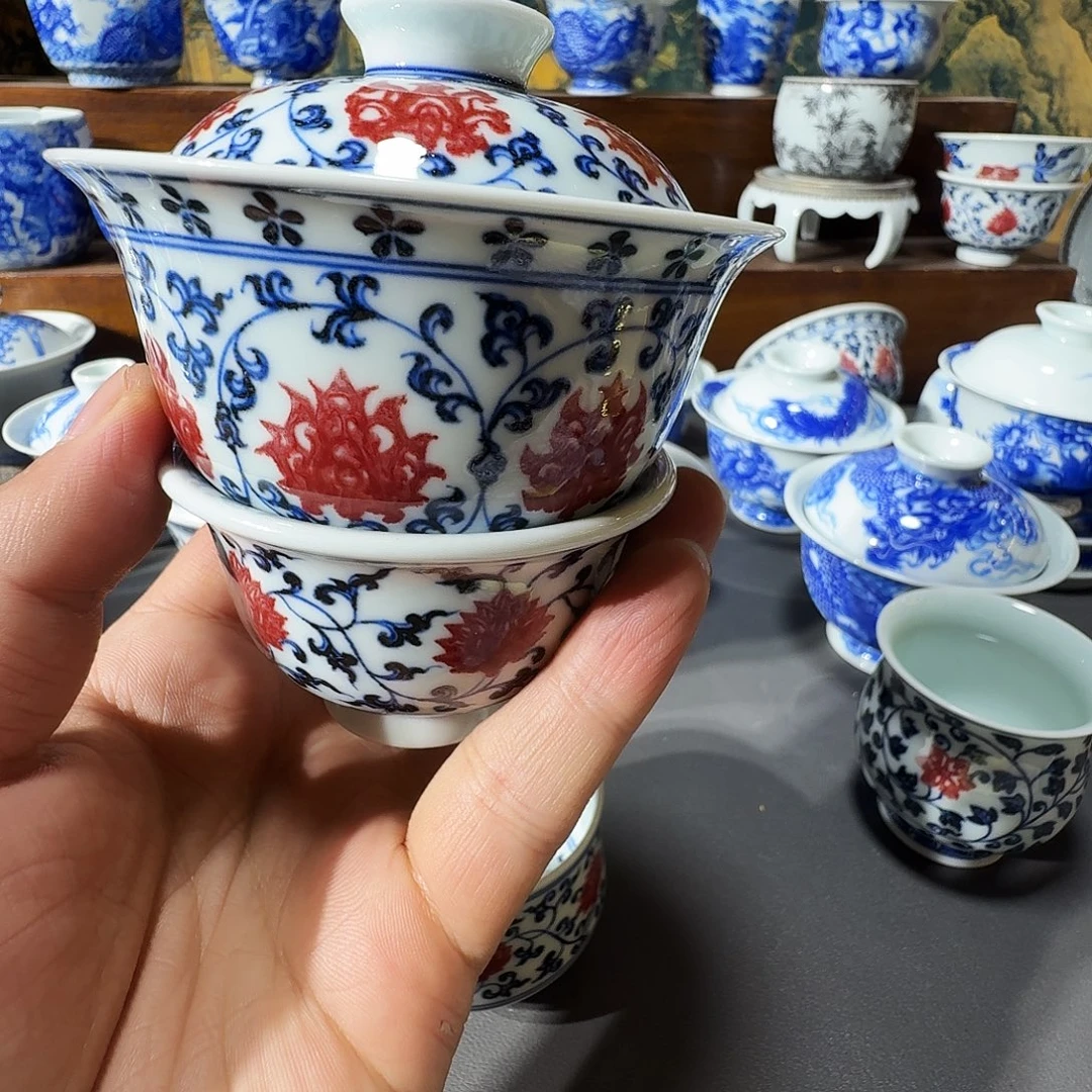 踏***辰泥塑主人杯加盖碗手工手绘