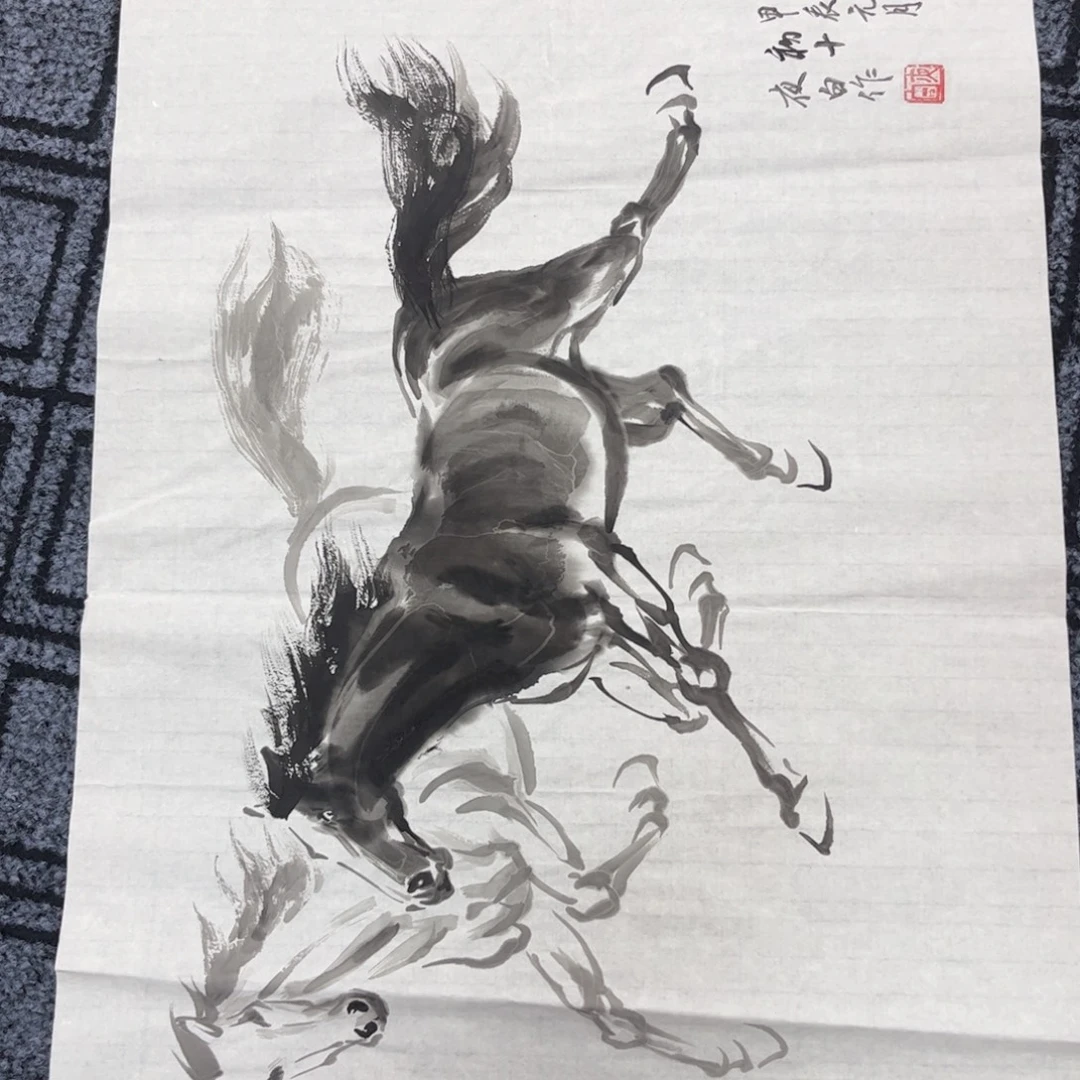 国画四尺三开花鸟