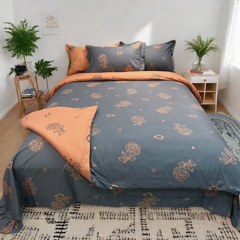 【全棉床品四件套】100%纯棉四件套件四季款圆角边斜纹棉