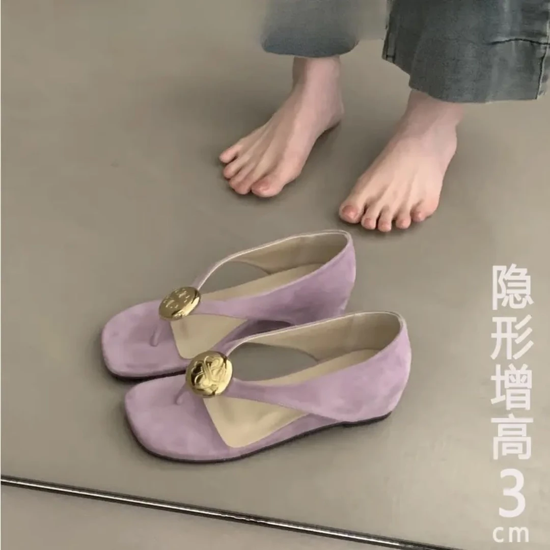 法式厚底高级感拖鞋女夏季外穿2025新款配裙子凉鞋仙女风一字凉拖