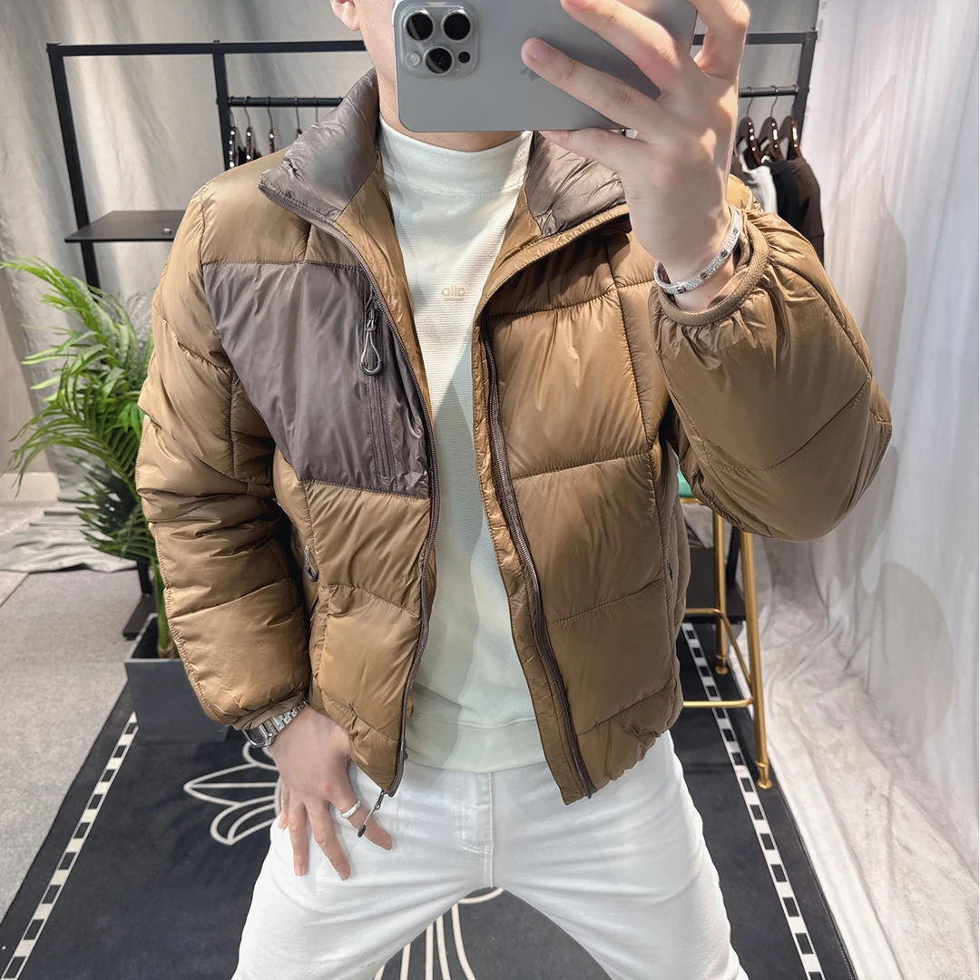 欧洲站男士新款冬季棉服外套潮流撞色设计感立领棉衣夹克休闲百搭